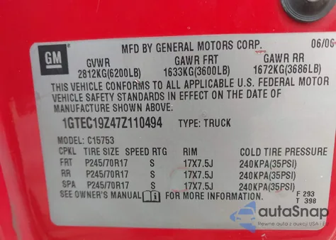 2007 GMC Sierra 1500 Classic Sle1 from USA, damaged, VIN 1GTEC19Z47Z110494